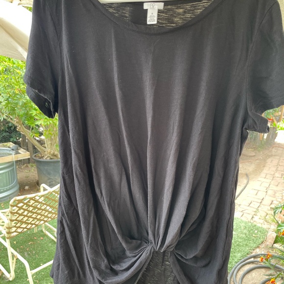 BP Sz XL Black Short Sleeved T-Shirt with Knotted Front Detail Never Worn. - Picture 1 of 3